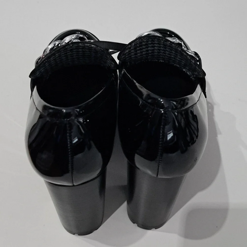 Antonio Melani Palmer Lug Sole Chain Detail Platform Loafer Pumps - Picture 3 of 8